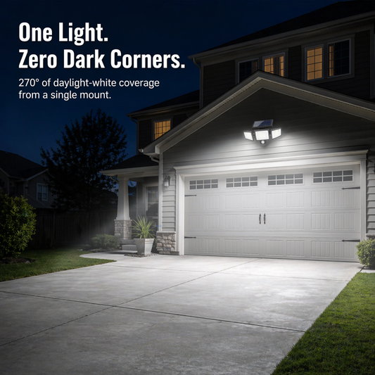 LumaRay™ — Illuminate Every Shadowy Spot With 270° Motion-Activated Solar Lighting