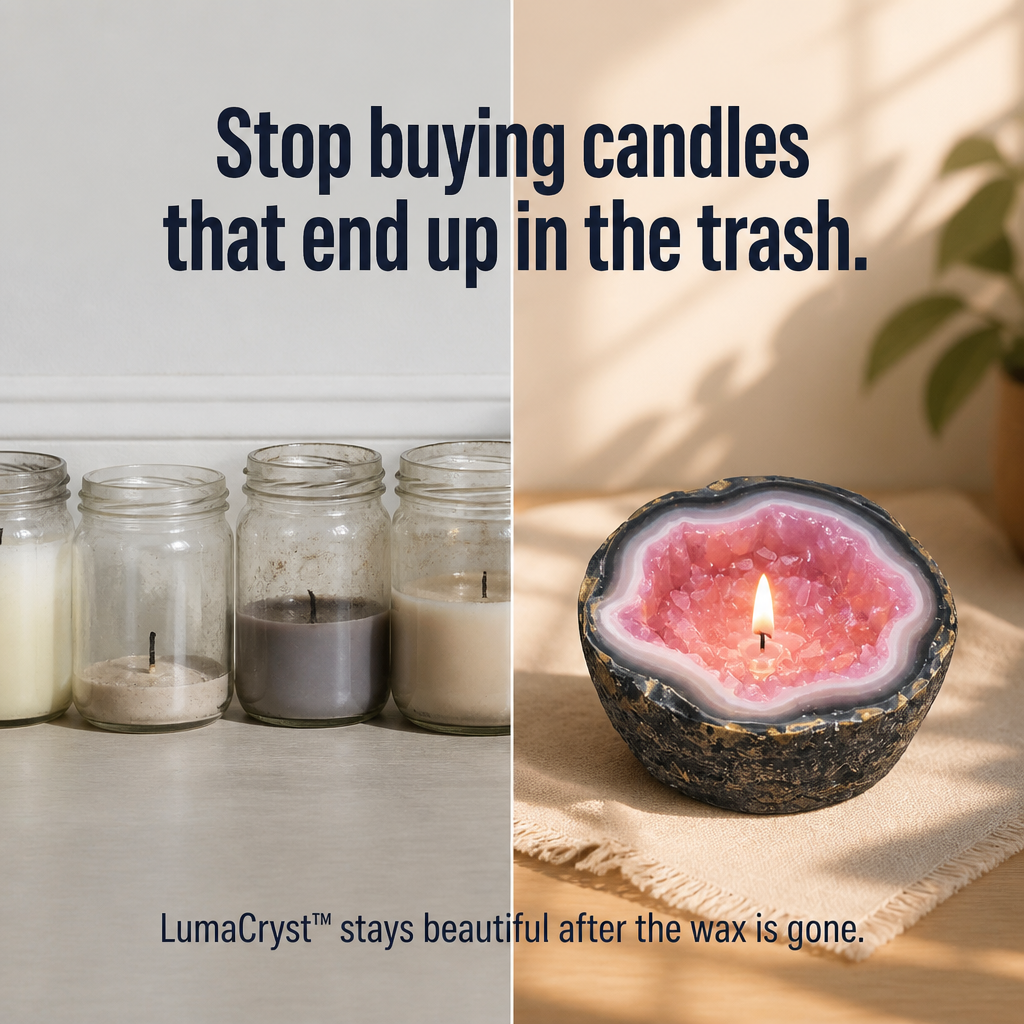 LumaCryst™ — Genuine Crystals Illuminated Within a Hand-Cut Agate Geode Bowl