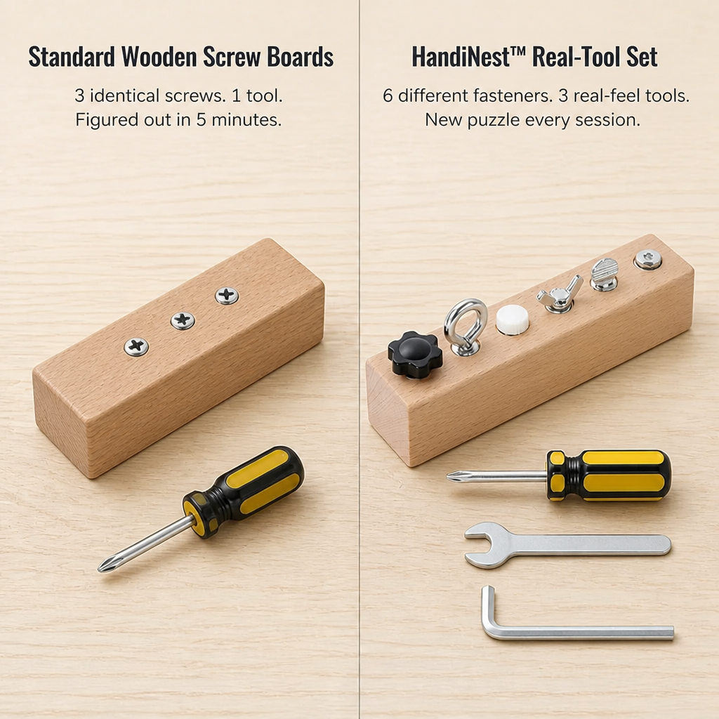 HandiNest™ — Give Your Inquisitive Toddler Genuine Tools, Genuine Screws, Genuine Focus