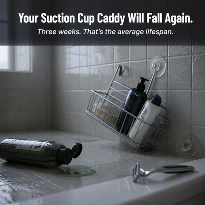 AquaNest™ — Snap a Single Adjustable Tray onto Your Shower Pipe, No Drilling