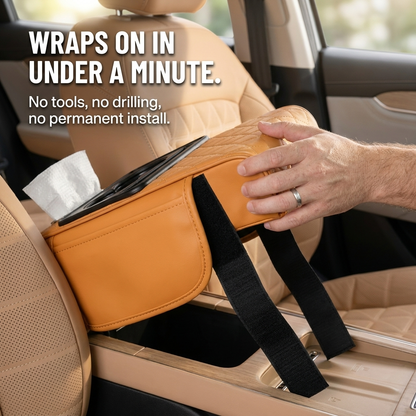 LuminaLuxe™ — Conquer Center Console Clutter With a Single Strap-On Armrest Pad