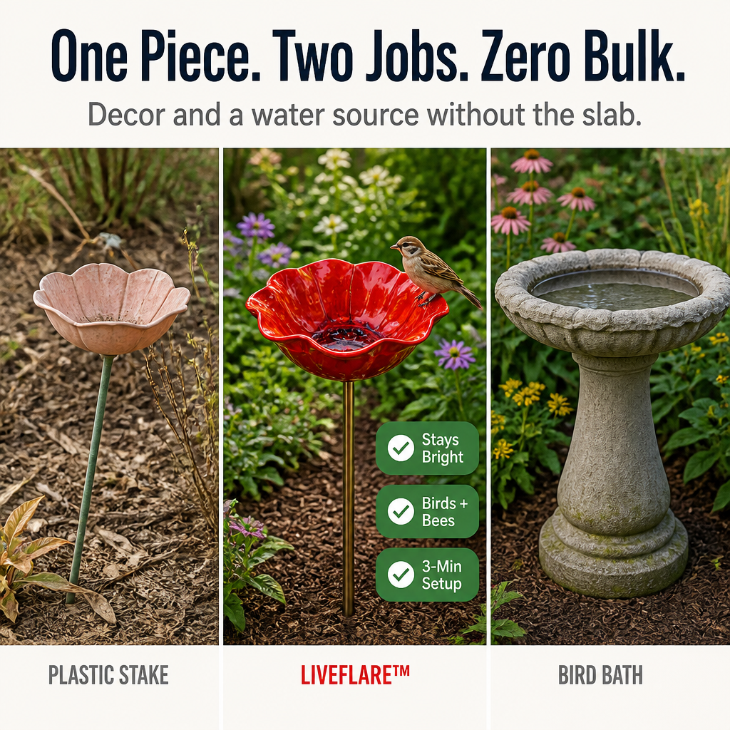 LiveFlare™ — Stake One Hand-Glazed Bloom Birds and Bees Come Calling