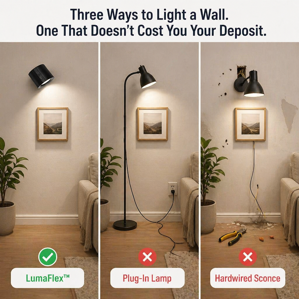 LumaFlex™ — Instantly Brighten Any Wall with Cordless Light in Under a Minute