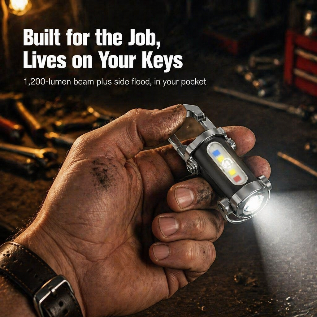 LumaVibe™ Keychain Flashlight — Take 1,200 Lumens and Extra Phone Power Wherever Your Keys Go