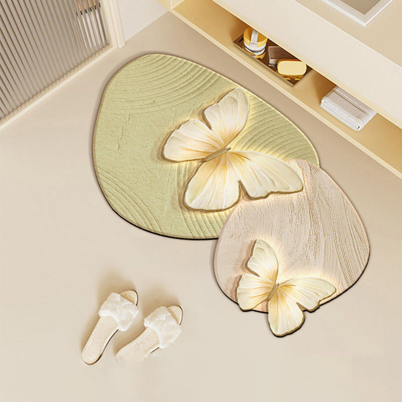 Retro butterfly fast-drying non-slip diatomaceous mat