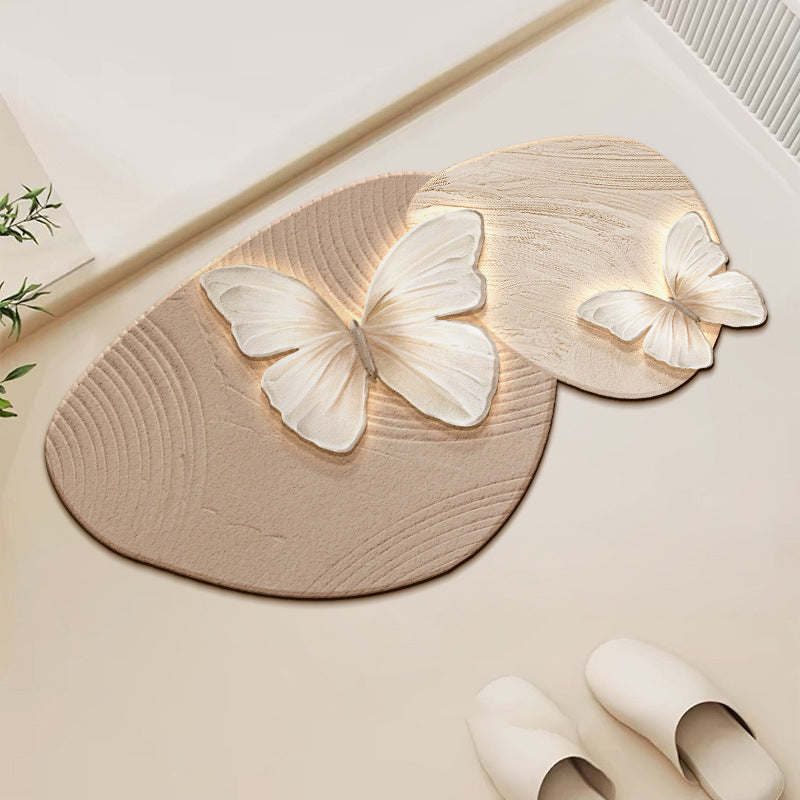 Retro butterfly fast-drying non-slip diatomaceous mat