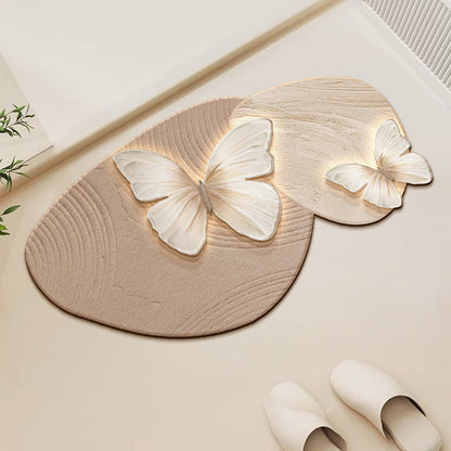 Retro butterfly fast-drying non-slip diatomaceous mat